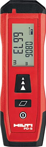 Hilti 2190182 Medidor láser de Distancia PD-S (hasta 60m, diseño Compacto, para medir distancias y áreas con Pantalla para entornos Oscuros y Teclado intuitivo con Memoria. Funda)