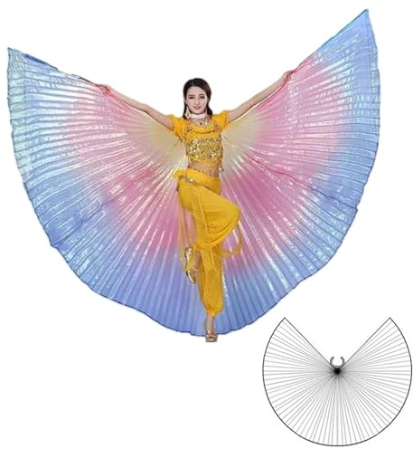 Wuchieal Isis Wings Bauchtanz, Engelsflügel für Karneval & Halloween, inkl. Stäben und Tasche