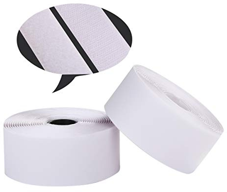 Self Adhesive Hook and Loop Strip Tape 50mm (2 Inch) Wide Double Sided White Hook and Loop Fastener for Picture and Tools Hanging Pedal Board Fastening 5 Yard