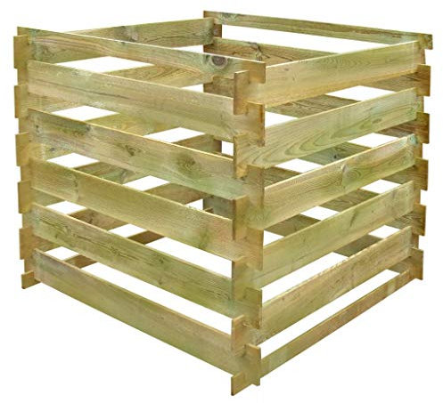 yorten Komposter Kompostsilo aus Grün Imprägniert Kiefernholz mit Stecksystem 90 x 90 x 85 cm (L x B x H)