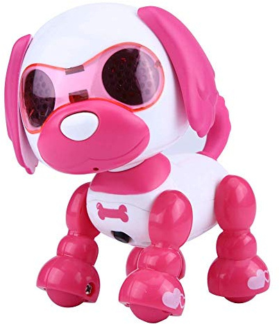 Tbest Roboter-Hund, Smart Puppy Toys LED-Rekordroboter-Haustier für Kinder Kinder(Rosenrot)