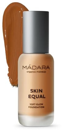MÁDARA Glow Foundation make up - SPF 15 CARAMEL 70-30 ml, Makeup Set, Mineralfoundation mit Hyaluronsäure, mittlere Deckung, frisches Finish, vegan, COSMOS Natural zertifiziert, Organic Skincare