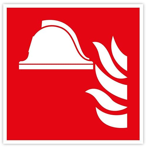 Aufkleber Brandschutzzeichen „Mittel und Geräte zur Brandbekämpfung“ Symbol Folie nach ISO 7010 (F004) | 5-40 cm Made in Germany, Größen Name: 30x30cm