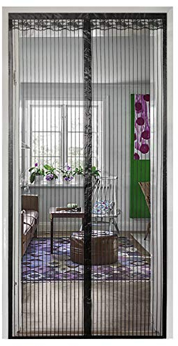 Timizi Moustiquaire Porte Fenetre 90x220cm, sans Percer Rideau Moustiquaire à Aimantée Fixation Aimantée, pour Couloirs Portes Patio. - Noir