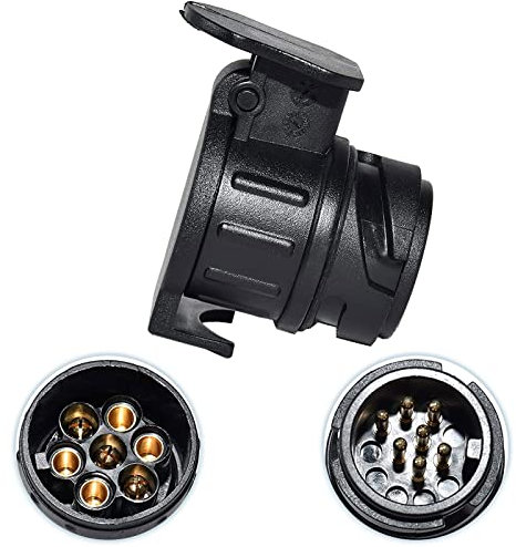 RED WOLF Anhänger Adapter 13 polig auf 7 polig Adapter für Pkw Kfz LKW 13 pin auf 7 pin Anhängerkupplung Anhänger Stecker Adapterstück 13 zu 7 pin 12V