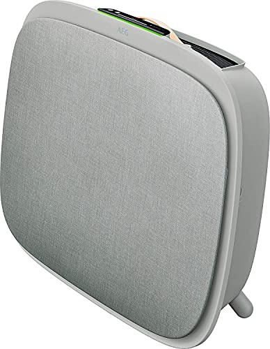 AEG AX71-304GY Luftreiniger (Antibakterieller Filter, beseitigt 99,9% Bakterien aus der Luft, LED-Display, WiFi-App, Luftstrom bis zu 62 m², automatischer Modus, leise 26 dB), hellgrau