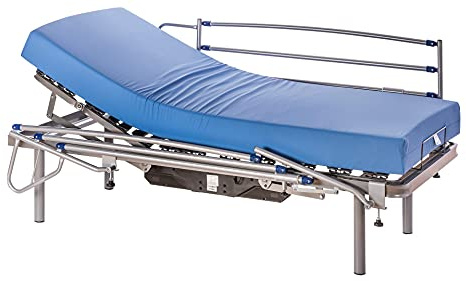 ekamia - ERIS Cama Articulada Eléctrica + Colchón Sanitario HR + Barandillas y Patas de 30cm - 90cm x 190cm, Mando inalámbrico