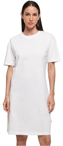 Build Your Brand Femme Ladies Organic Oversized Slit Tee Dress Robe, Blanc, XXL EU