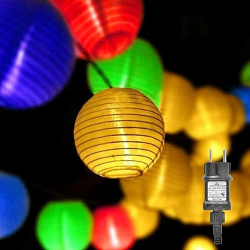 Gresonic Lichterkette Lampion/Laternen Deko für Garten Weihnachten Party Hochzeit Innen und Außen mit dem Stecker (30LED Netzanschluss, Bunt)
