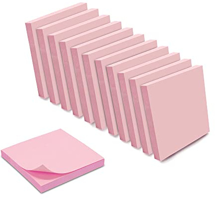 WAYTEX 1 200 självhäftande anteckningar pastellrosa 12 block med 100 ark 75 x 75 mm kvadrat
