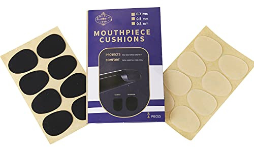 Alto/Tenor Saxophone Sax Mouthpiece Cushions Patches Pads,0.8mm Black & Clear (16 pcs)