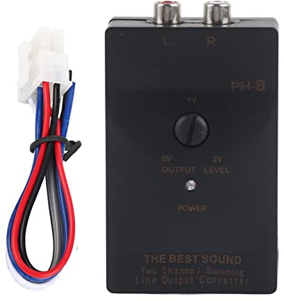 Jadeshay Convertidor de Nivel de Altavoz Auto Car Salida RCA Altavoz estéreo Convertidor bajo con función de retardo