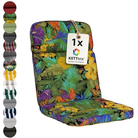 KETTtex EXKLUSIV Auflage Niederlehner Papagei I Gartenstuhl Polster 100x50x7cm I hochwertige und Pflegeleichte Sesselauflage I Wetter- und formbeständige Stuhlauflage I KTH3 Sitzauflage