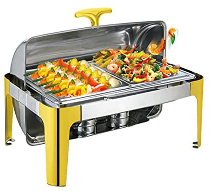 Samnuerly Chafing Food Warmer Edelstahl 9L Chafing Dish Buffet Food Pans Clamshell Design Für Restaurant Party Essen Erhitzen Bequem und Praktisch