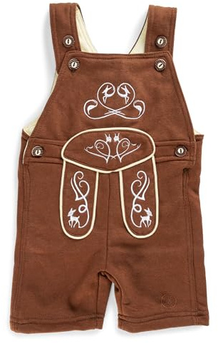 Salopette traditionnelle pour bébé - Pantalon en cuir éponge polaire avec broderies - Grenouillère - Salopette - Pantalon traditionnel Joni, marron, 50-56
