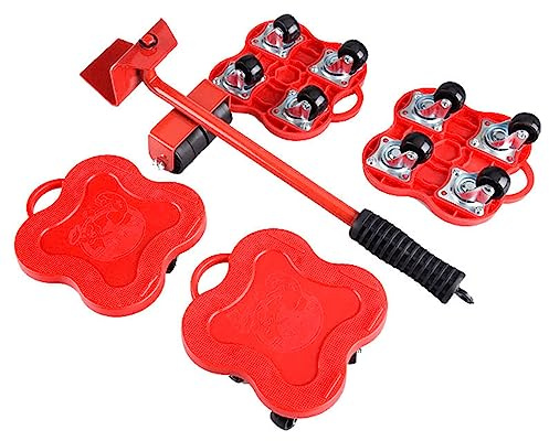 Möbel-Transportroller-Set, Schwerer Möbeltransporter mit Verlängerungsstange und 4 Möbelgleitern, bewegliche Werkzeuge Verstellbare Brechstange Schwere Möbel Lifter Move, schwere Möbelrollen