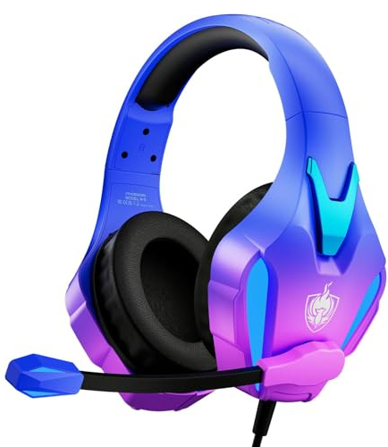 PHOINIKAS PS4 Gaming Headset for PC, PS5, Switch, H9 Xbox One Headset with Noise Cancelling Mic, Over Ear Stereo Headphones with Bass Surround (H9 Wired-Violet)