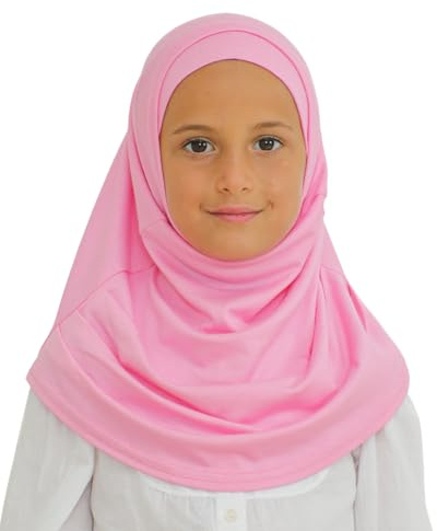 Prien Easy To Wear Hijab For Girls, Muslim Scarf for Kids, Instant Hijabs For Women, Viscose Children Scarves For Ramadan Eid (Pink)