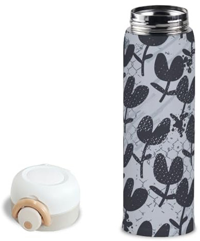Repeat The Tulip - Botella de agua aislada de acero inoxidable con diseño de tulipán, taza de viaje con tapa abatible a presión, 16 onzas