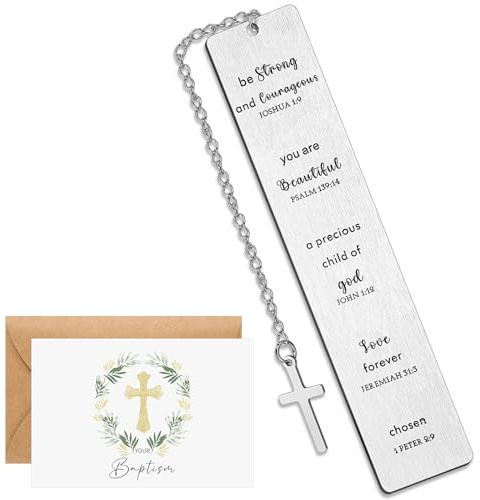 Dianelhall 3 Regali Cristiani per Prima Comunione Include Segnalibro Biblico Ispiratore Biglietto di Ringraziamento Religioso con Busta per Santa Comunione Laurea Compleanno Chiesa per Donna Ragazza