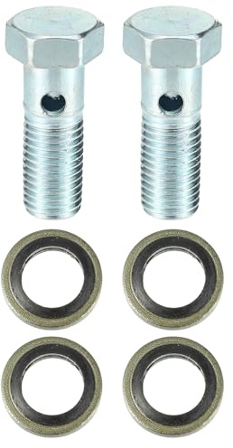 QUARKZMAN 2er Set Universal Banjo Bolzen Bremsadapter M12 X 1.5 | Kohlenstoffstahl, Silberton, Gewindegröße: M12 x 1.5, Funktion: Für Hydraulische Bremssysteme