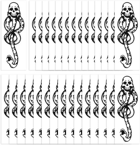 30 Stück Totenkopf- Und Schlangen-Tattoo-Aufkleber, Halloween-Tattoo-Aufkleber, Dunkle Stil-Tattoo-Aufkleber, Temporäre Tattoo-Aufkleber, Hohle Tattoo-Aufkleber, Cosplay-Tattoo-Aufkleber
