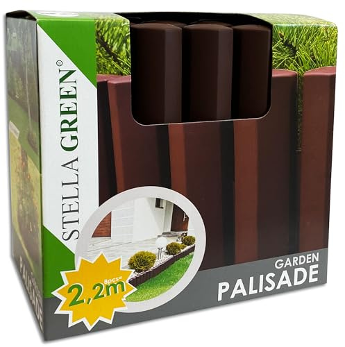 Wohnkult Gartenpalisade 8 Stück = 2,2 m Beeteinfassung Rasenkante 3 Farben (Braun)