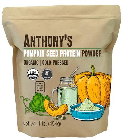 Anthony's Organic Pumpkin Seed Protein Powder, 1lb, Gluten Free, Non GMO, Unflavored, Plant-Based Protein