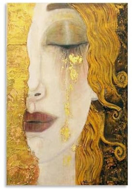 HDMMXEN Gustav Klimt Gemälde: Goldene Tränen, Kunstposter, Kunstdruck, Wandfoto, Farbe, hängendes Bild, Familie, Schlafzimmer, Dekoration, Geschenk, 50 x 75 cm
