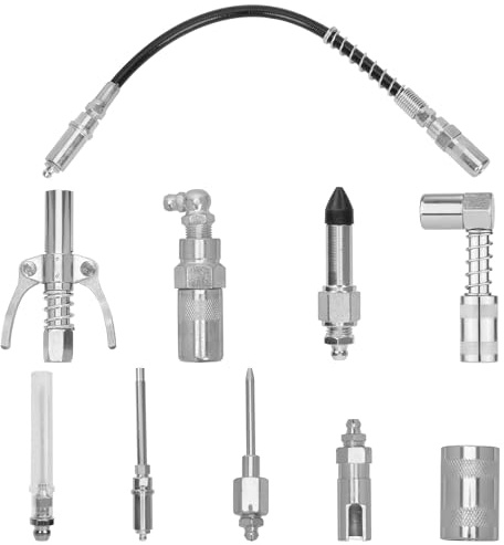 NQEUEPN 9stk Adapter und Zubehör-Satz für Fettpresse, Fettpressenkupplung Passende Adapter mit Fettpresse für Jede Maschine Eisenbahn Automobil Bauernhof Geräte-LKW Landwirtschaft