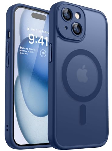CANSHN für iPhone 15 Hülle mit Kameraschutz, Dunkelblau