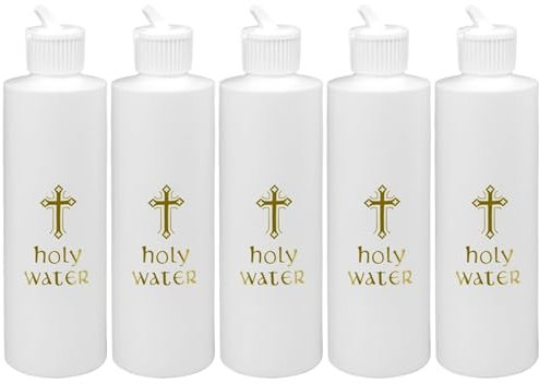 5pcs Botella de agua bendita 250ml Contenedor de agua bendita criana católica con estampado cruzado PS botellas vacías para la iglesia, Halloween, artículos de tocador, botella de agua bendita, bot