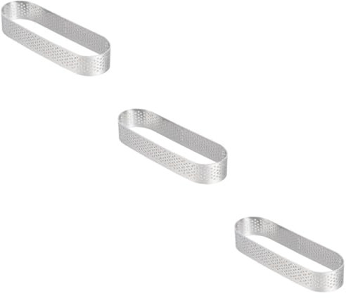 Amosfun 3 Pcs Stainless Steel Mousse Ring Cake Mold Tiramisu Tartlet Mould Mousse Mould 11.9cm Oval Tartlet Mold for Easy Release Cleaning