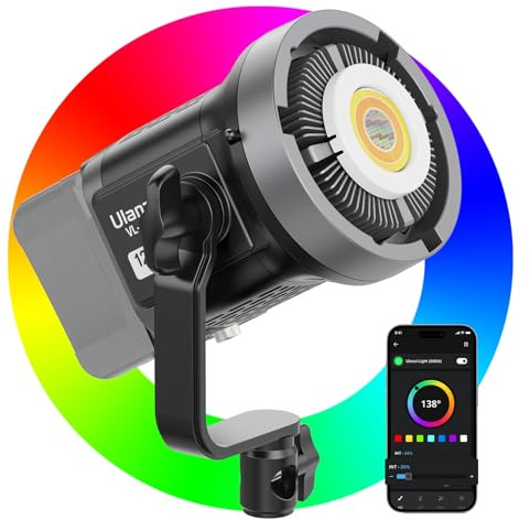ULANZI Video Light, 120W RGB LED Video Light COB Fill Color Continuous Output Lighting with APP Control, 2700K-6500K 20 Scenes Bowens Mount Photography Light for Video Photo Recording (Bare Light)