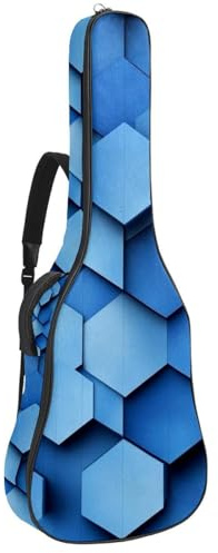 Bassgitarrentasche mit blauer geometrischer Textur 60, Tasche für Akustikgitarre, 101,6 cm (40 Zoll) E-Gitarrenkoffer, wasserdichte Oxford-E-Gitarre, Gigbag für akustische Konzertgitarre, Ukulele,