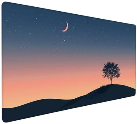 Negro Alfombrilla Ratón XXL 1600 x 800 x 3 mm Grande Tamaño Alfombrilla Ratón Gaming Paisaje con Bordes Cosidos, Base de Goma Antideslizante Alfombrilla Escritorio para Raton Gaming y Teclado Z-804