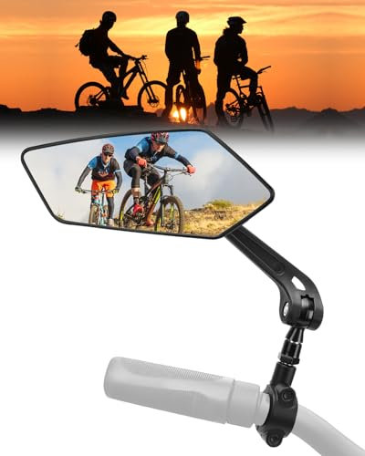 CEMOFE Fahrrad Rückspiegel Lenker Fahrrad Spiegel Links Fahrradspiegel für E-Bike Links Klappbar 360°Drehbar für 22-24mm Lenker für Fahrrad Ebike Scooter Roller 1 Stück