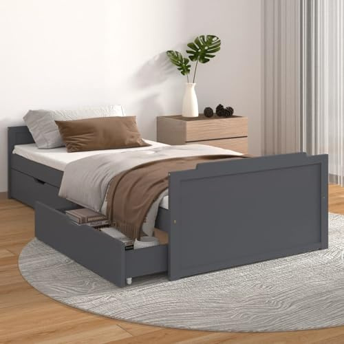 Festnight Bett 90x200 cm mit Stauraum Bettgestell Holz mit Schubladen Doppelbett Einzelbetten Holzbett Bettkasten Jugendbett Bettrahmen Schlafzimmer Bett Jugendzimmer Massivholzbett