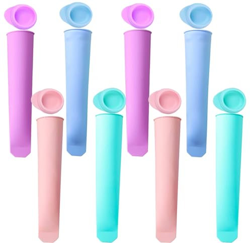 8 Stück Eisformen eis am stiel Silikonform Eistüten Eisformen Wassereis mit Deckel Eisformen Silikon Eistüten wiederverwendbar popsicle Eisform für Wassereis
