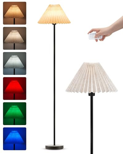 Lampada da terra ricaricabile senza fili per camera da letto, lampada da terra a LED dimmerabile con telecomando e timer, 3 temperature di colore e RGB, piccola luce da terra angolare portatile per
