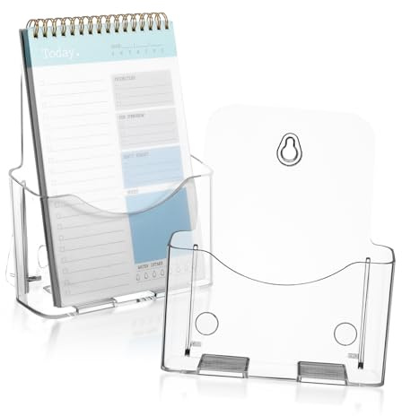 HOMSFOU 2 Stück Akryl Dokumentenhalter mit Robustem Winkel Design und Verbesserter Sichtbarkeit als Schreibtisch Organizer und Prospekthalter für Bürobedarf