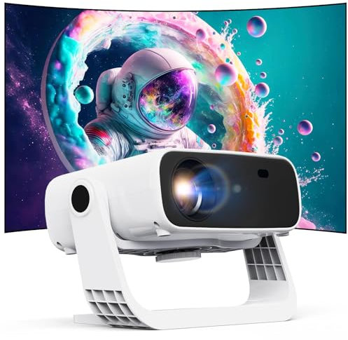 Wielio 2025 New Smart Projector Built-in Apps, Native 1080P 4K Supported, WiFi 6 & Bluetooth 5.2, Low Fan Noise (<30dB), 120° Adjustable Stand, Auto Keystone Home Cinema Projector for iOS/Android/PS5