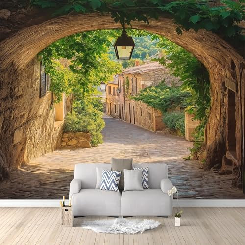 Fondo de pantalla panorámico 250 x 175 cm, Callejón Natural De Verano Póster Fotomural Papel Tapiz Decoración de Pared Sala de Estar Dormitorio Oficina, Verde