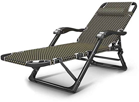 Lsoiup Robuster Liegestuhl, Sonnenliegestuhl, Camping-Gartenliegestuhl, Klappbarer Liegestuhl aus Metall für das Büro im Freien