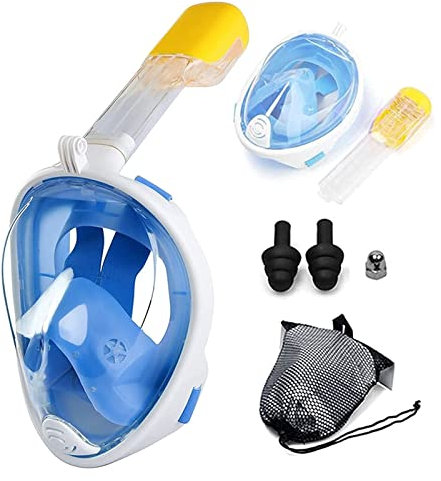 ZJFHEYUO Schnorchelmaske Unterwasser-Tauchmaske Anti-Beschlag Vollgesichts-Tauchmaske Schnorchel-Atemschutzmasken Sichere wasserdichte Schwimmausrüstung