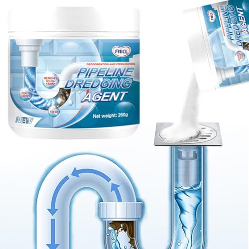 Potente agente di dragaggio per tubi da cucina e WC, forte agente di dragaggio per tubi, detergente per scarico a schiuma rapida, mantenitore per tubi ad azione rapida per zoccoli della vasca da bagno