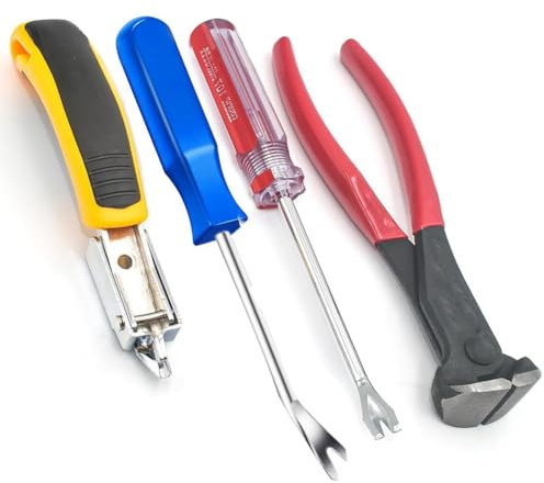 Rinteea 4-teiliges Heftklammerentferner, Nagelentferner, Werkzeug-Set, Nagelabzieher, , Heftklammerzieher, Tack-Heber, Befestigungsentferner