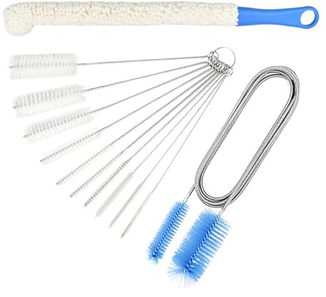 Juego de 12 cepillos de limpieza de tuberías de acero con mango ergonómico para cocina, baño, cuidado sanitario, juego de limpieza de desagües