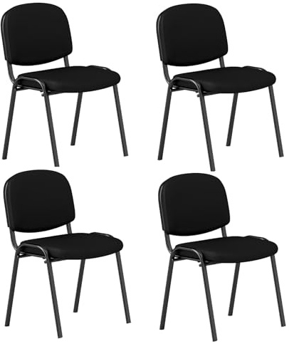 COSTWAY Set of 2/4/5/6/10 Stackable Reception Chairs, Upholstered Armless Office Meeting Conference Chair, Computer Desk Seat Guest Visitors Chairs for Home Office (4PCS, 54 x 57 x 78 cm)