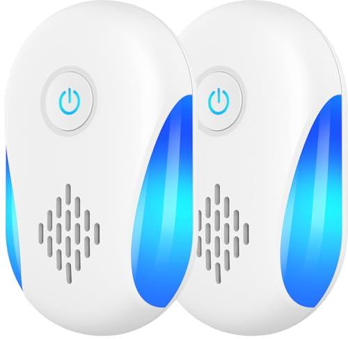 Ultrasuoni per Topi da Interno 2 Pezzi, Repellente Elettrico ad Ultrasuoni per Topi, Ragni, Insetti e Zanzare, Sicuro per Animali Domestici, Ideale per Casa, Garage e Cantina